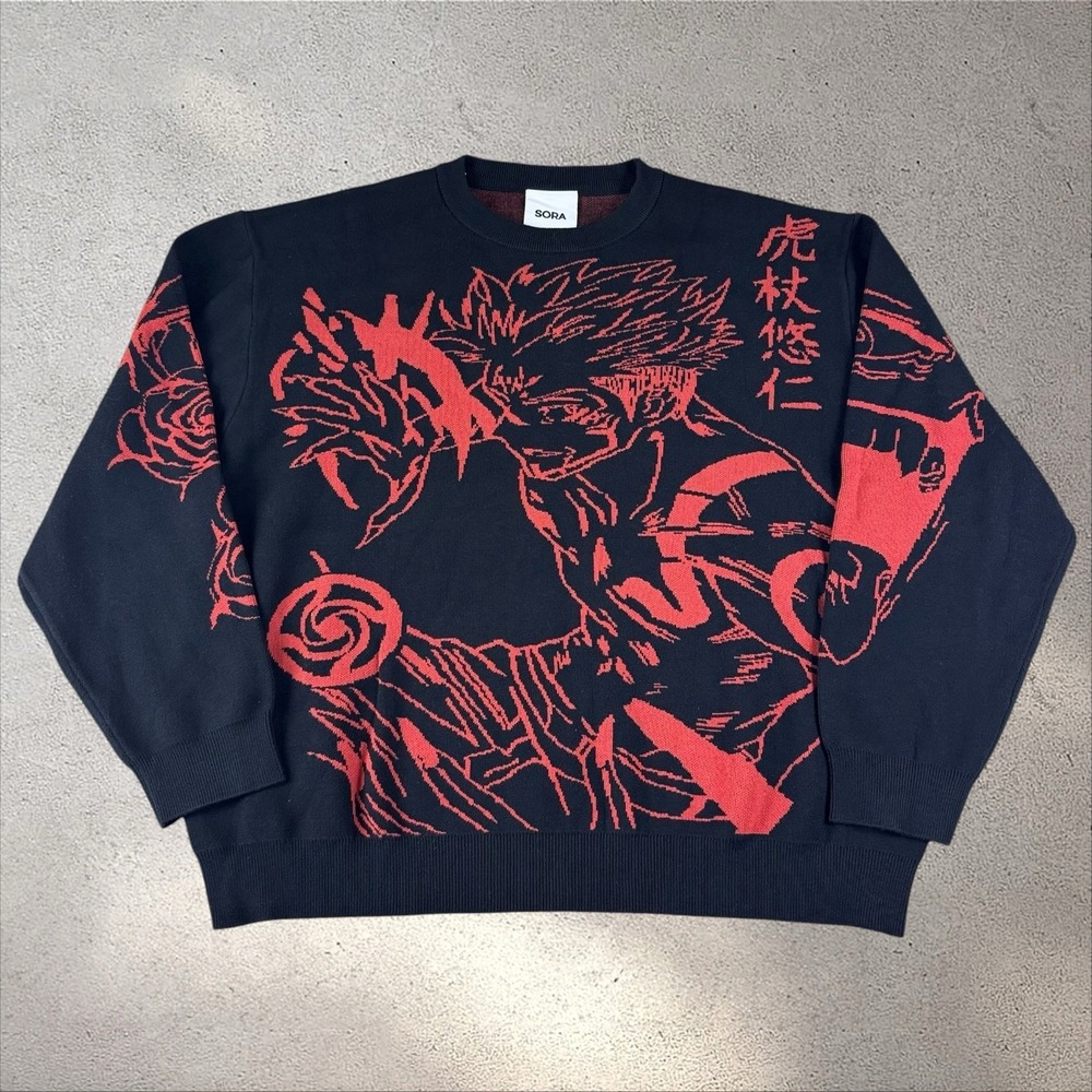 Sora CURSED ARTIST Sukuna + Nobara Jujutsu Kaisen Anime Knitted Sweater Sz 3XL